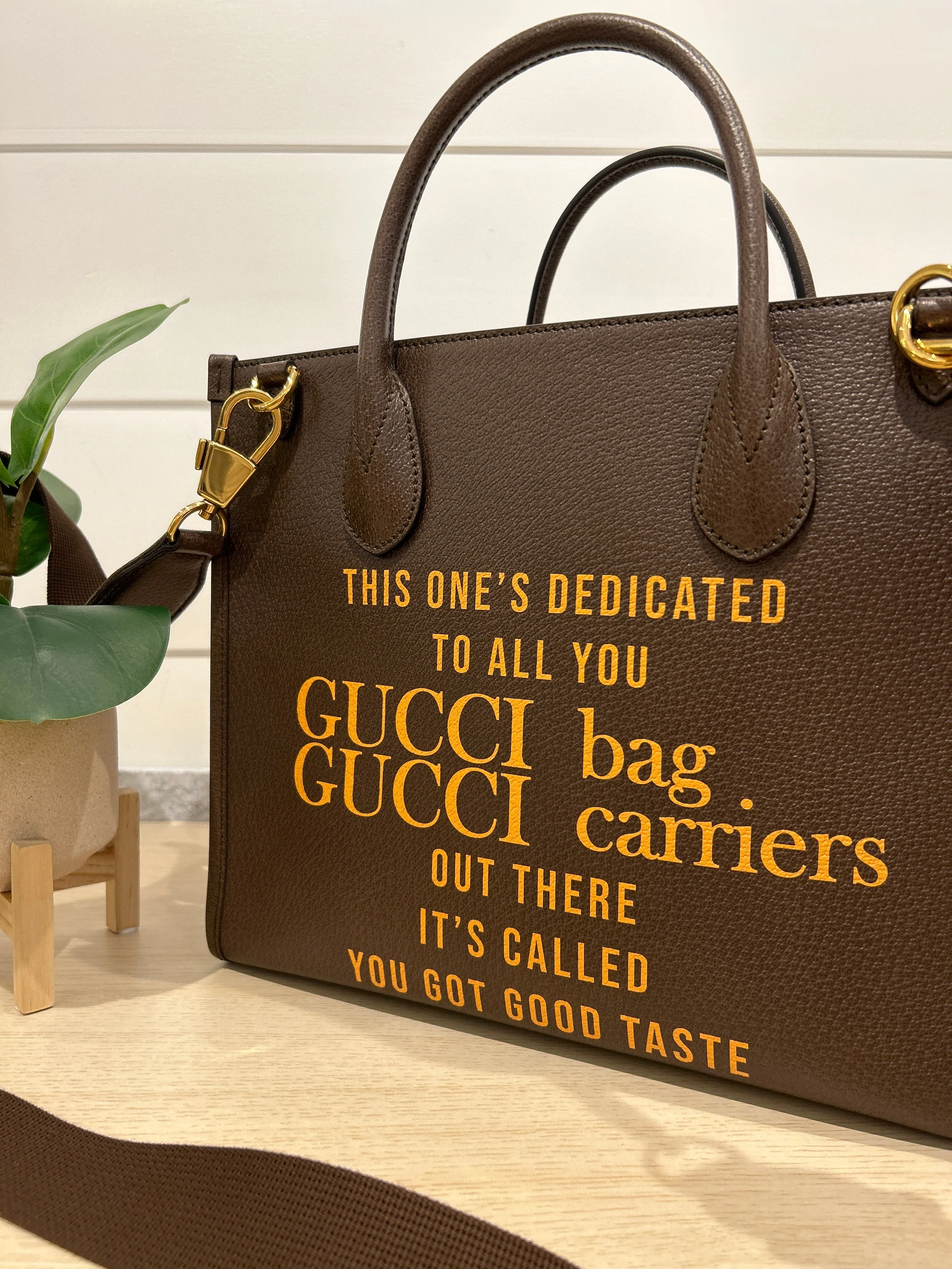 Gucci Bag, Brown Textured Dollar Calfskin ‘100th Anniversary’ Small Tote Bag