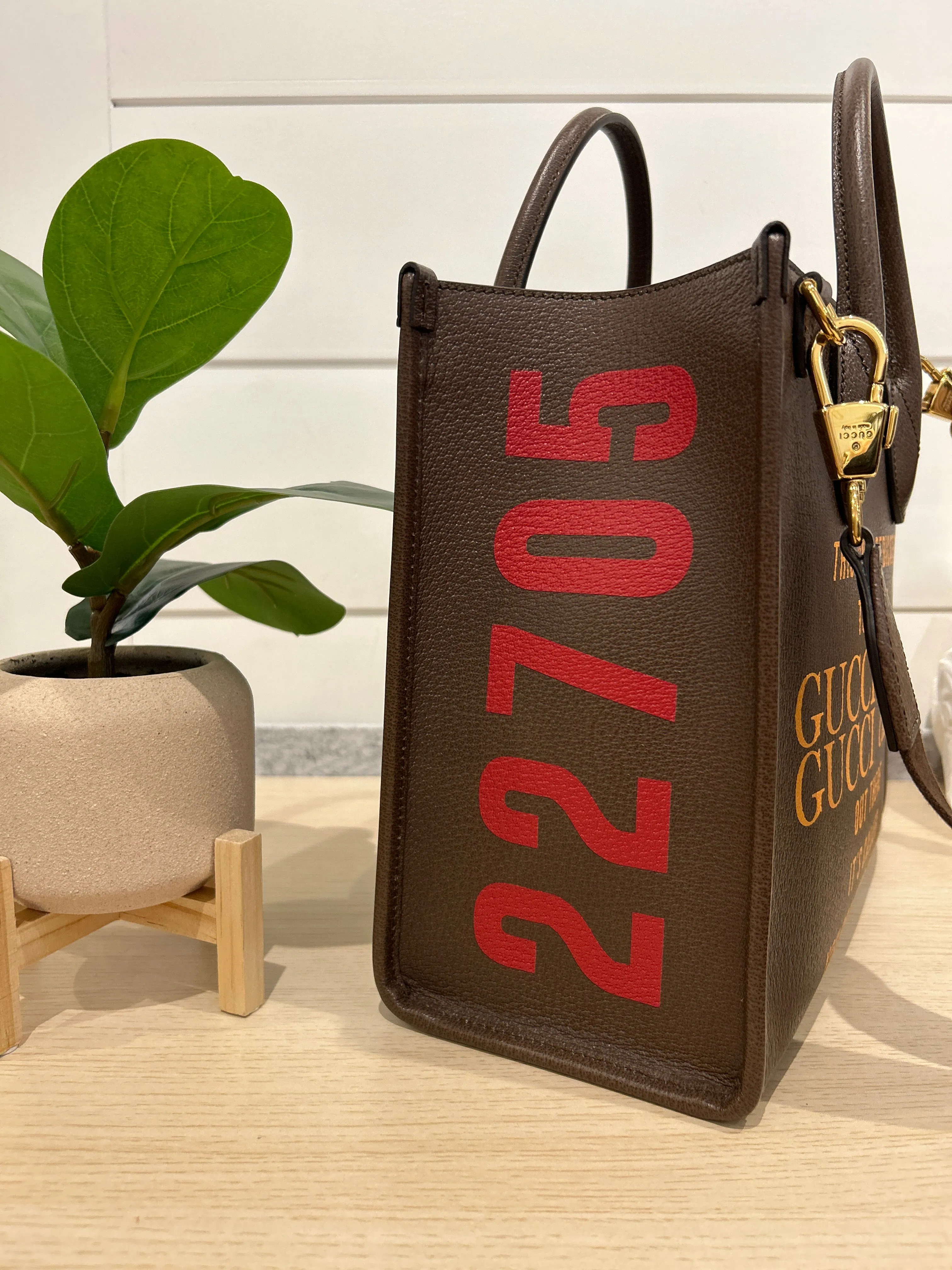 Gucci Bag, Brown Textured Dollar Calfskin ‘100th Anniversary’ Small Tote Bag