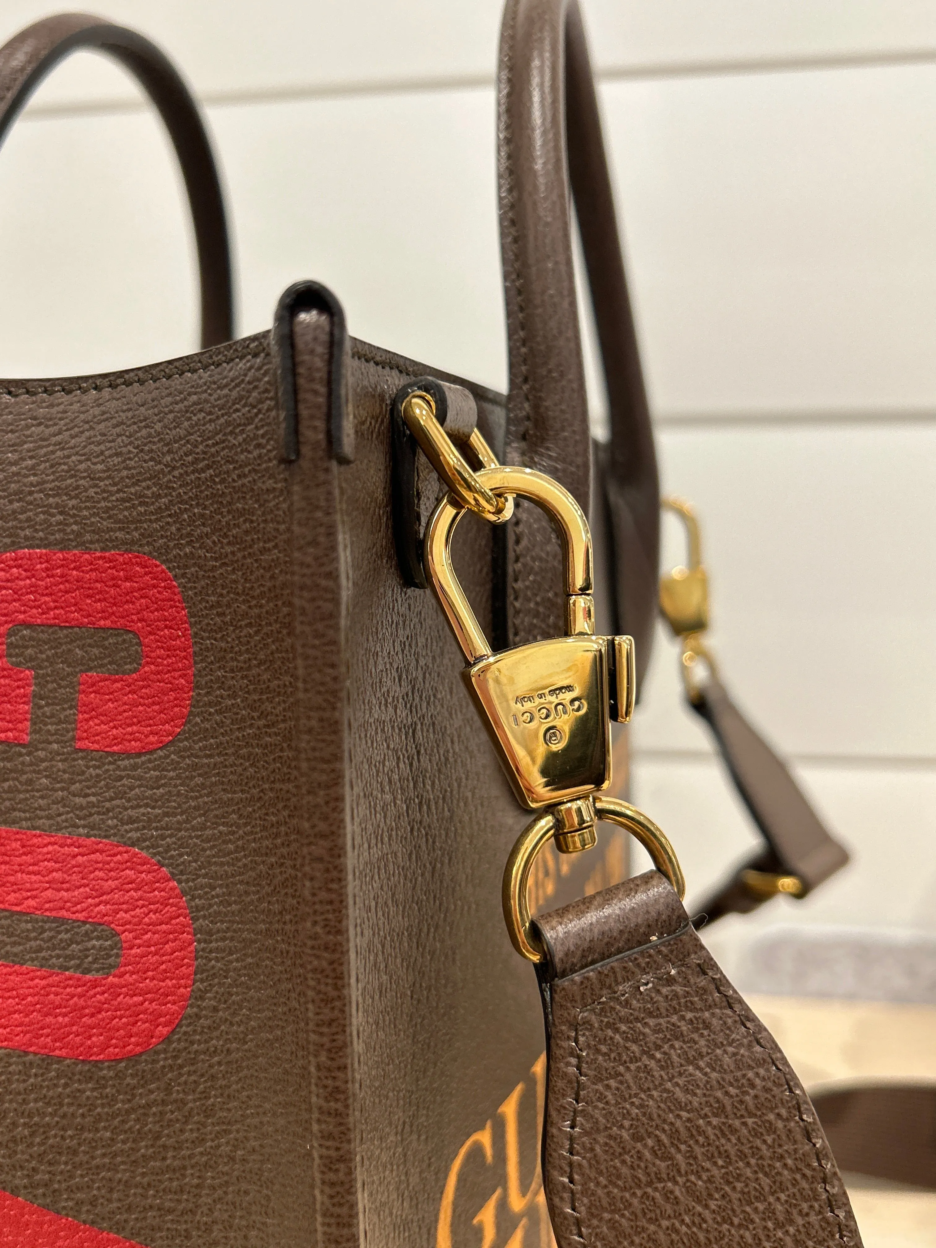 Gucci Bag, Brown Textured Dollar Calfskin ‘100th Anniversary’ Small Tote Bag