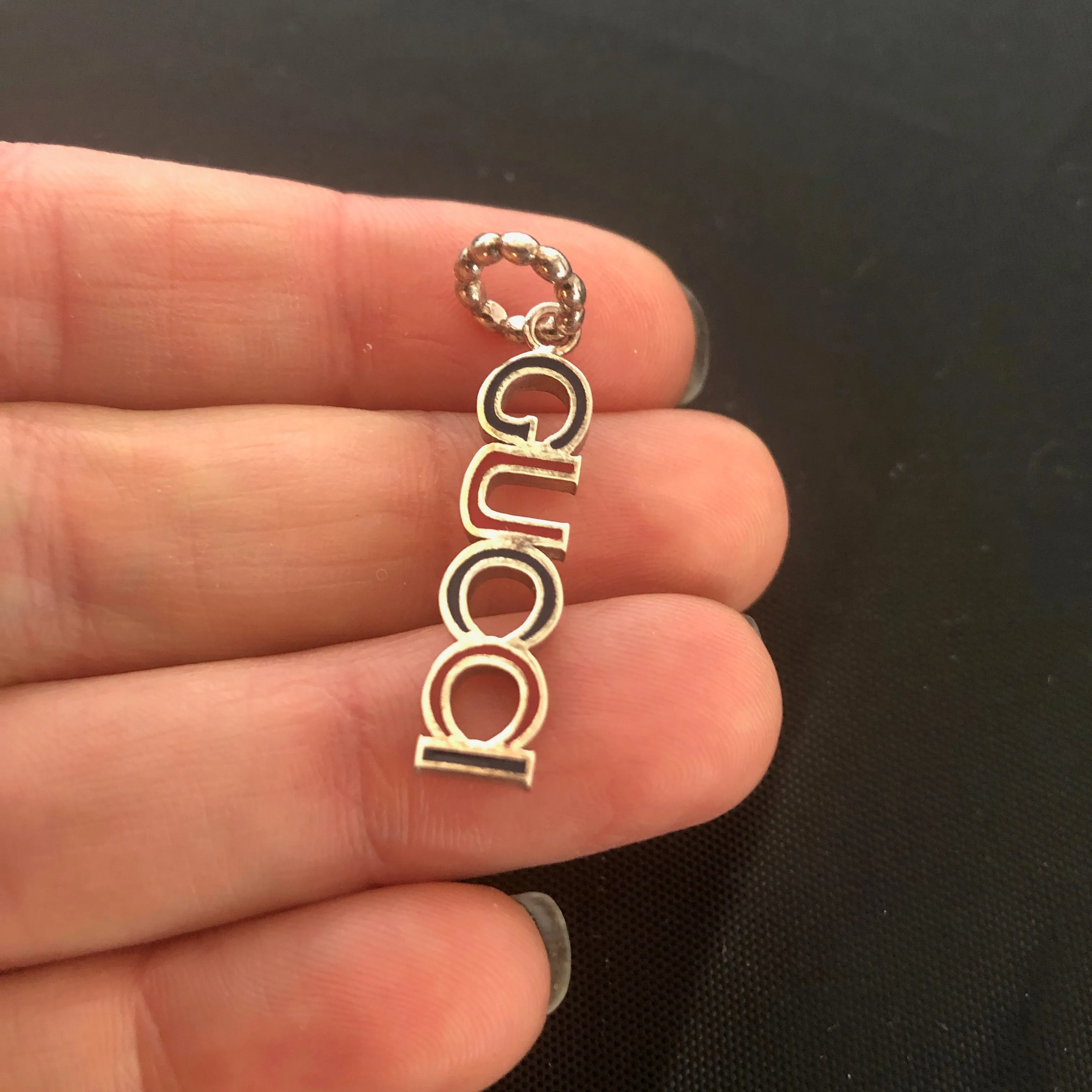 Gucci Block Letter Charm in Red and Green