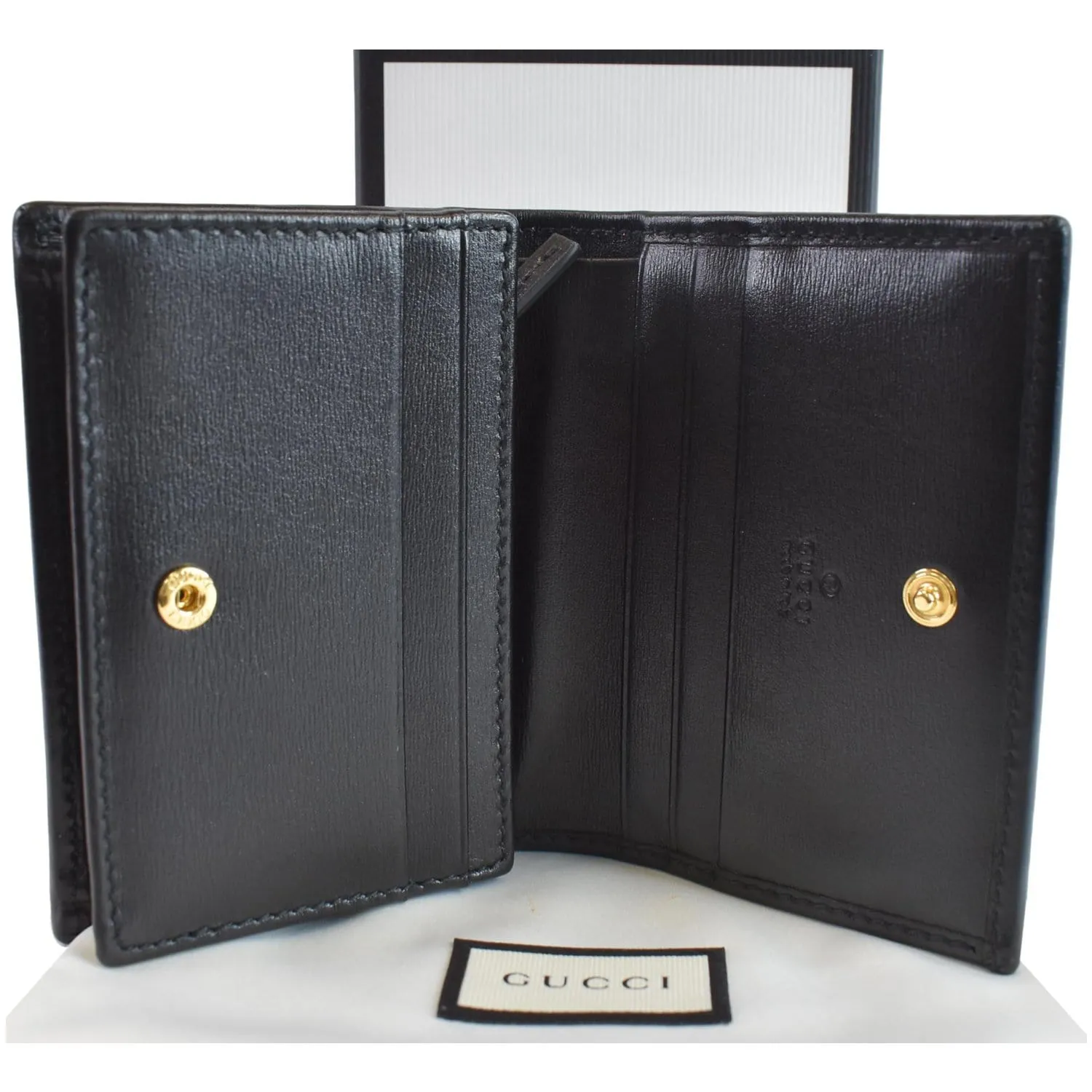 GUCCI Horsebit 1955 Card Case Wallet Black 621887
