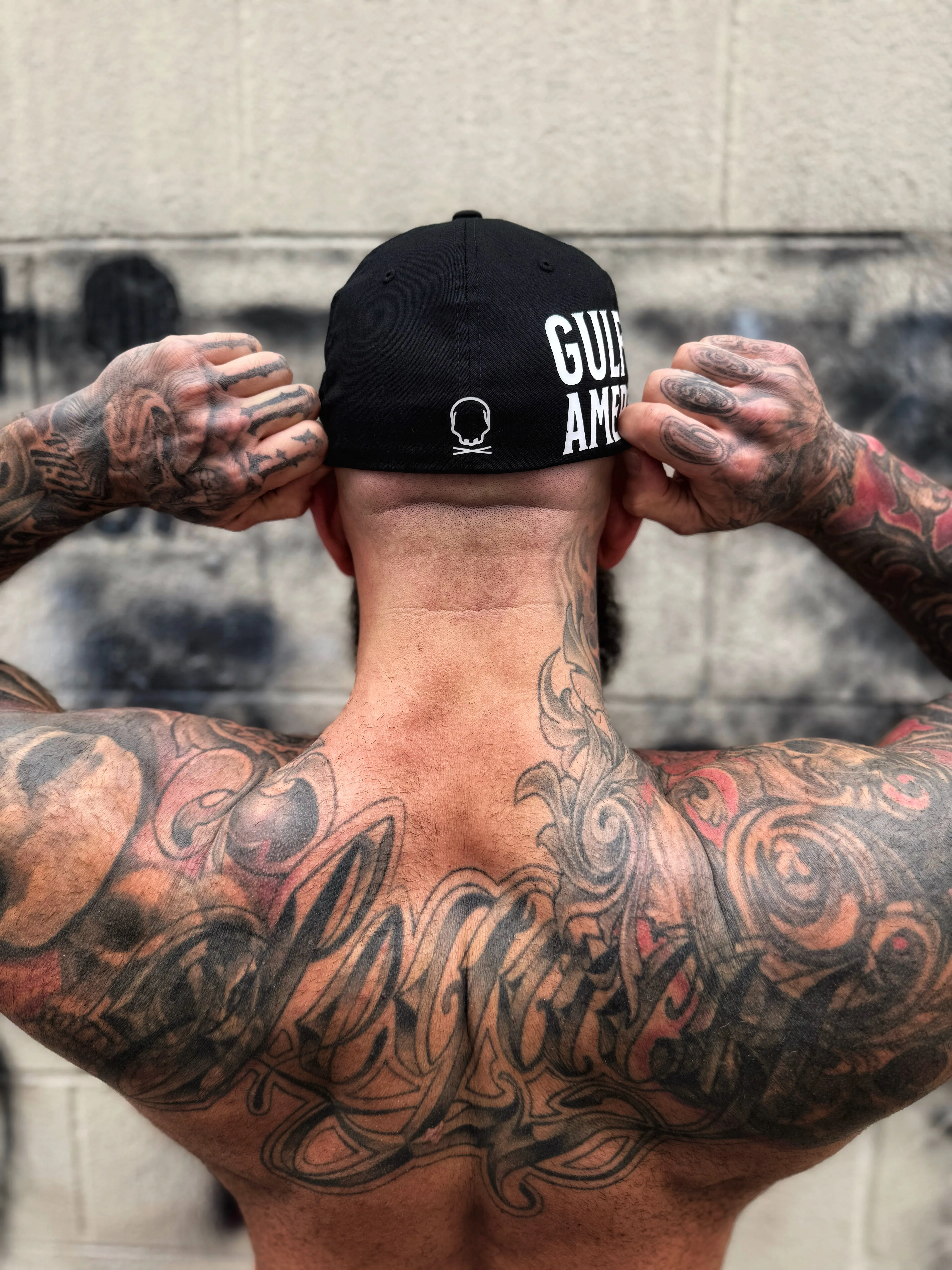 GULF OF AMERICA BLACK FLEXFIT COTTON HAT