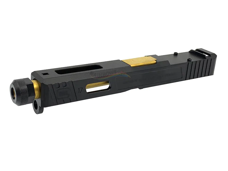 GunsModify SA Style RMR Slide / Threaded Stainless Barrel (Gold) / Housing & Parts Set For Marui G17