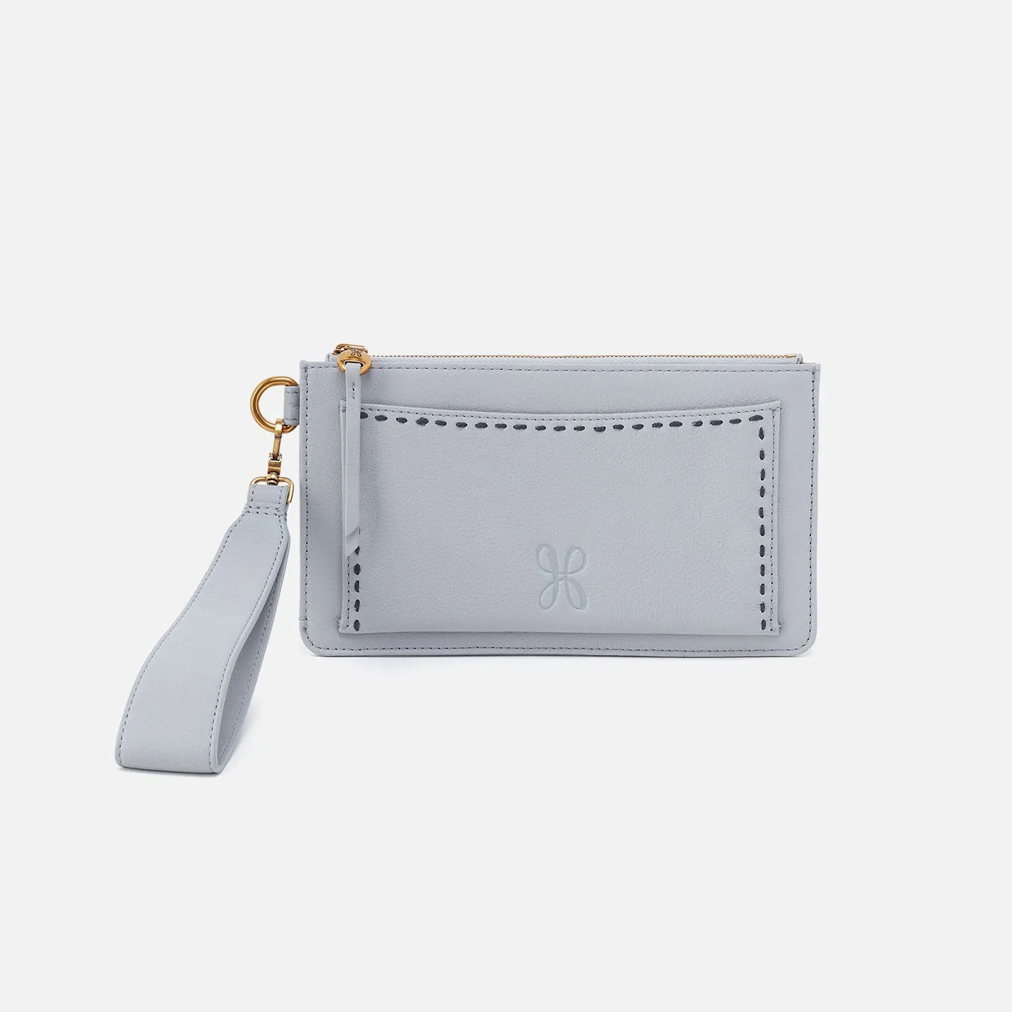 Hart Wristlet In Pebbled Leather - Blue Pearl