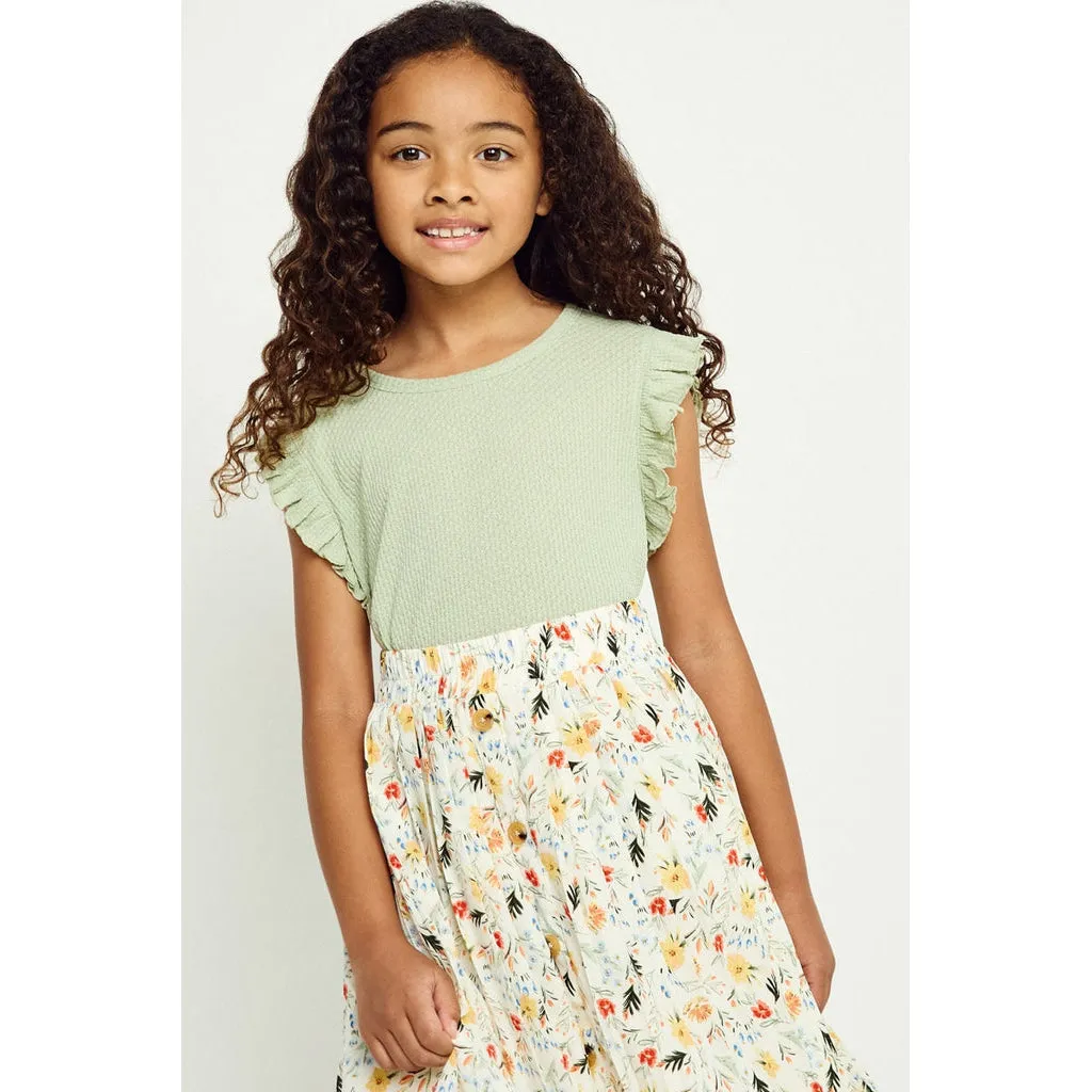 Hayden Girls Textured Knit Tank Top - Sage