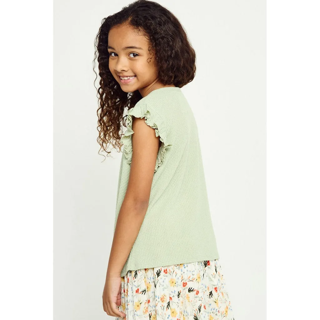 Hayden Girls Textured Knit Tank Top - Sage