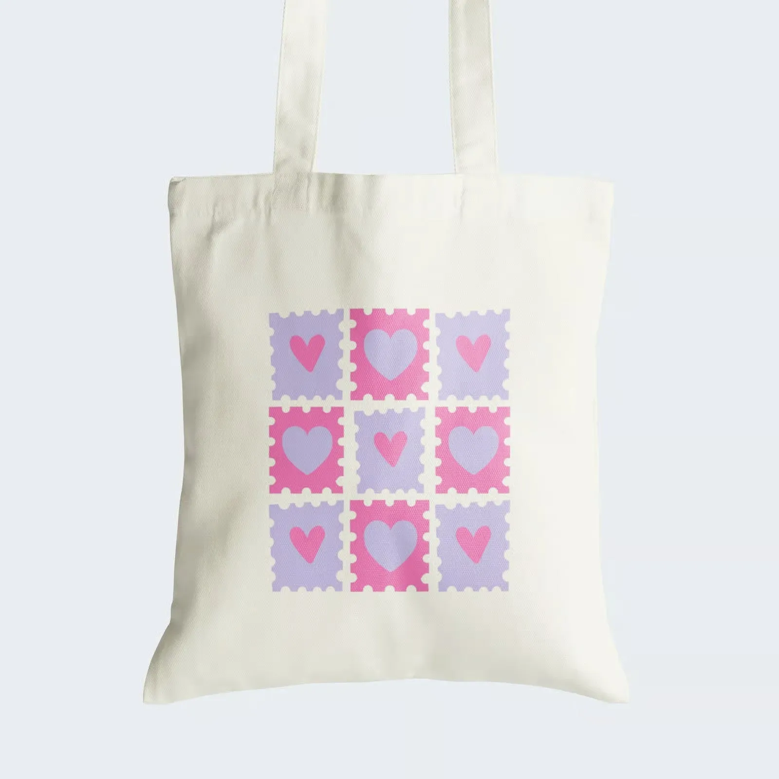 Heart Stamps Aesthetic Tote Bag With Zipper
