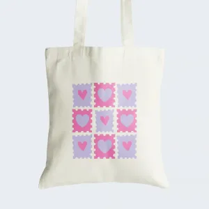 Heart Stamps Aesthetic Tote Bag With Zipper