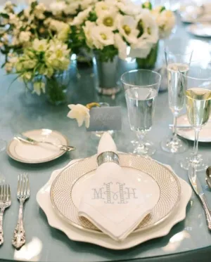 HEMSTITCHED LINEN DINNER NAPKINS with monogram - SET OF 6