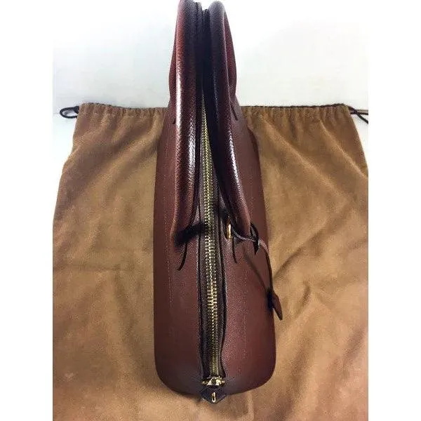 HERMES 1997 Brown Leather Zip Top Handle Bag w/ Lock and Keys