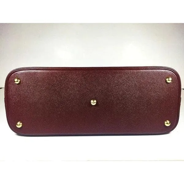HERMES 1997 Brown Leather Zip Top Handle Bag w/ Lock and Keys