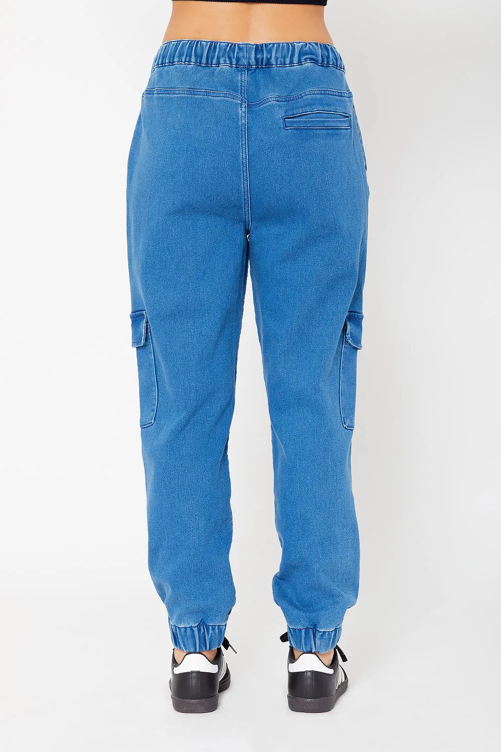 High-rise cotton knit cargo joggers