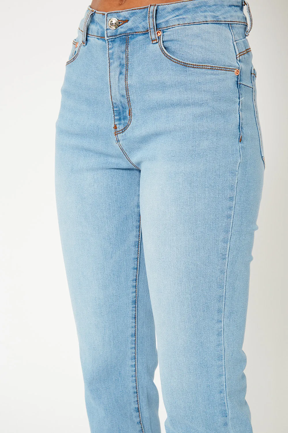 High-rise light blue denim