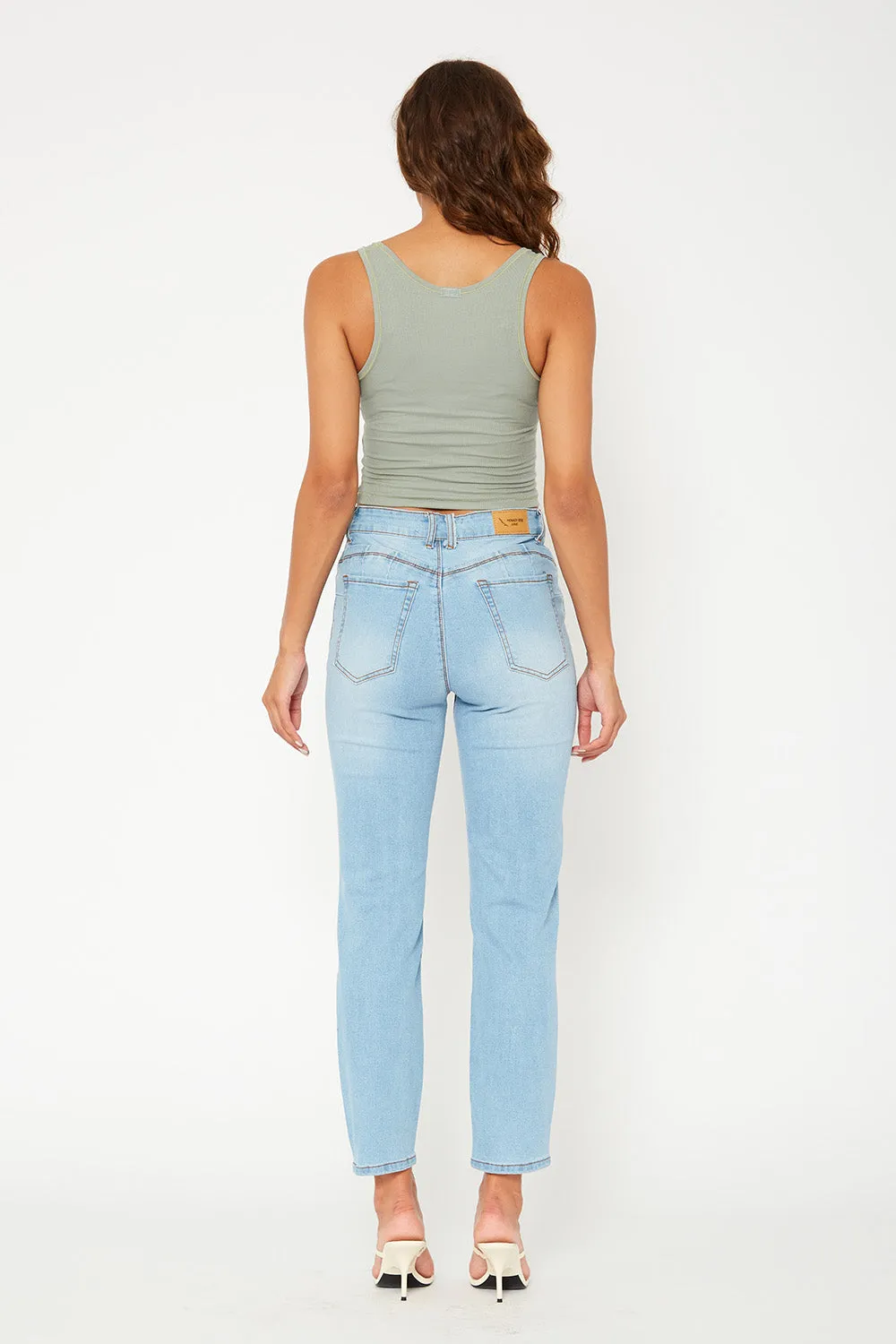 High-rise light blue denim
