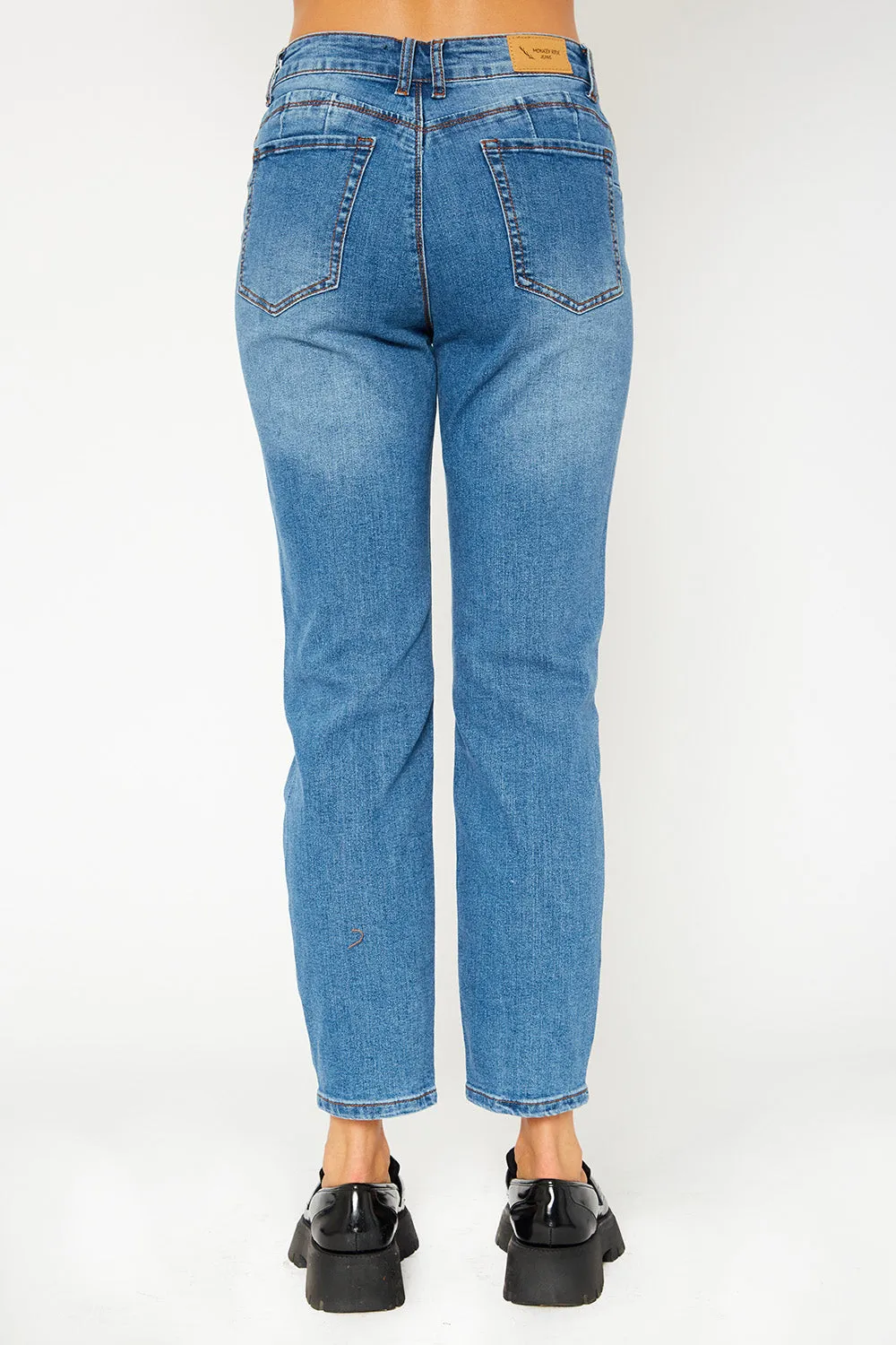 High-rise medium blue denim