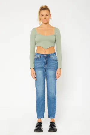 High-rise medium blue denim