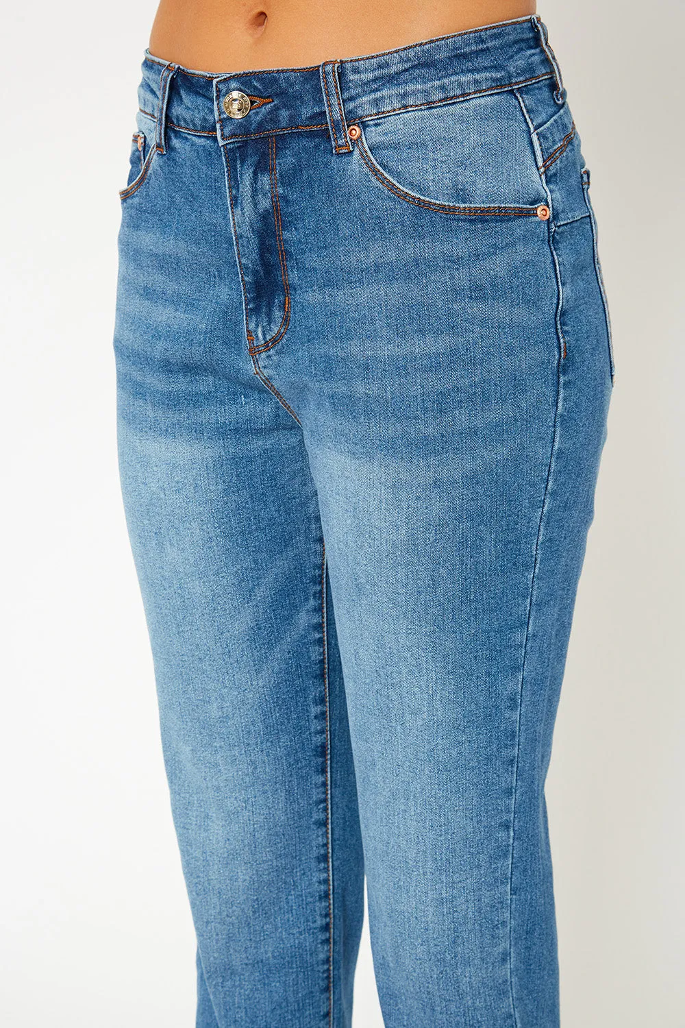 High-rise medium blue denim