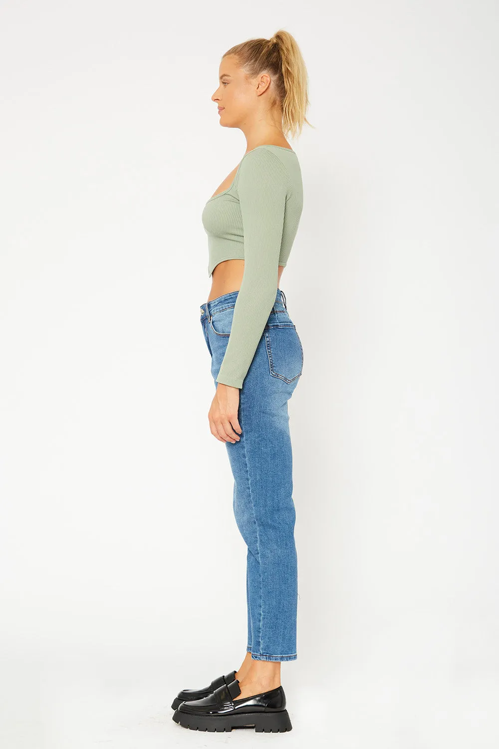 High-rise medium blue denim