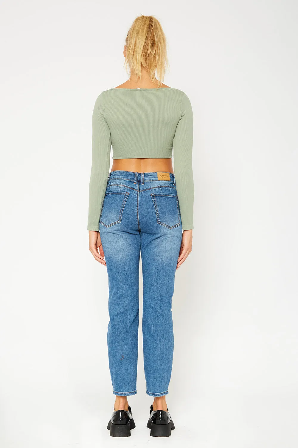 High-rise medium blue denim