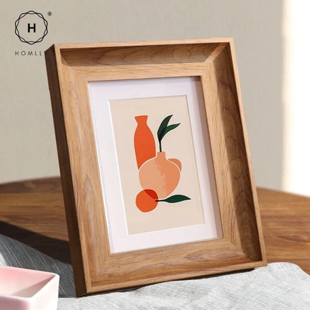 Homlly Curved Teak Walnut Wood Pattern Picture Photo Frame Display