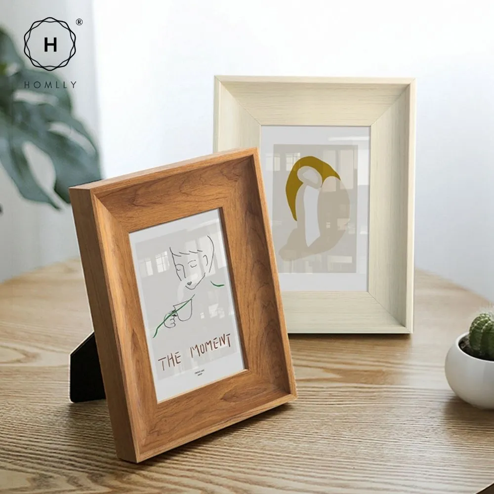 Homlly Curved Teak Walnut Wood Pattern Picture Photo Frame Display