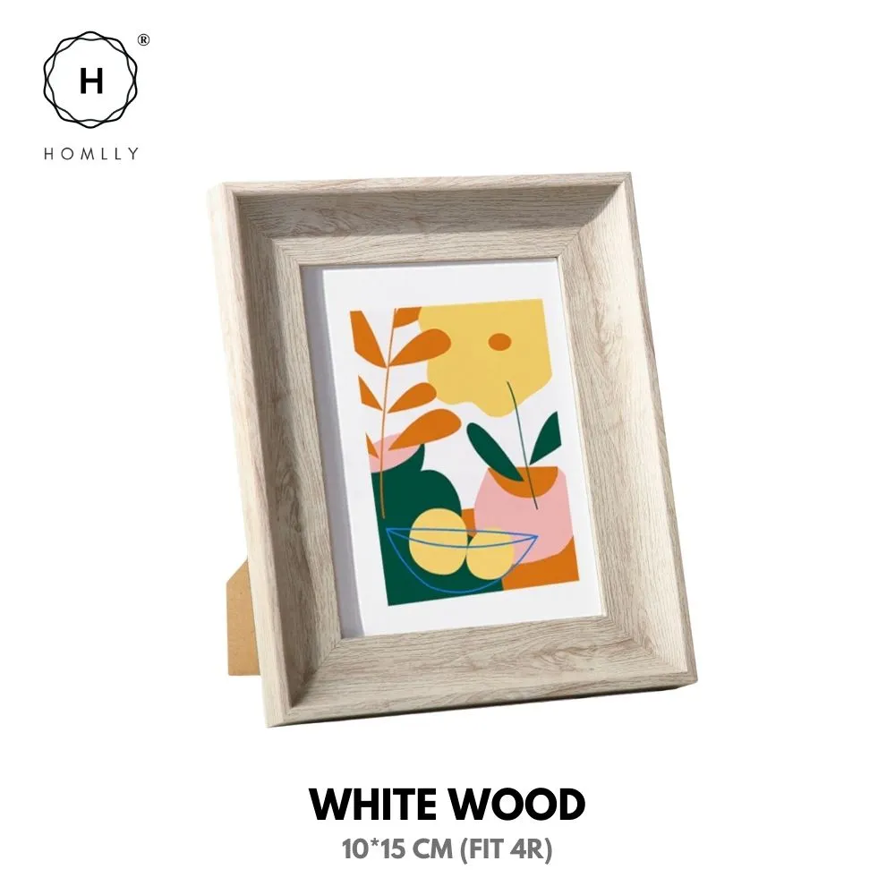 Homlly Curved Teak Walnut Wood Pattern Picture Photo Frame Display