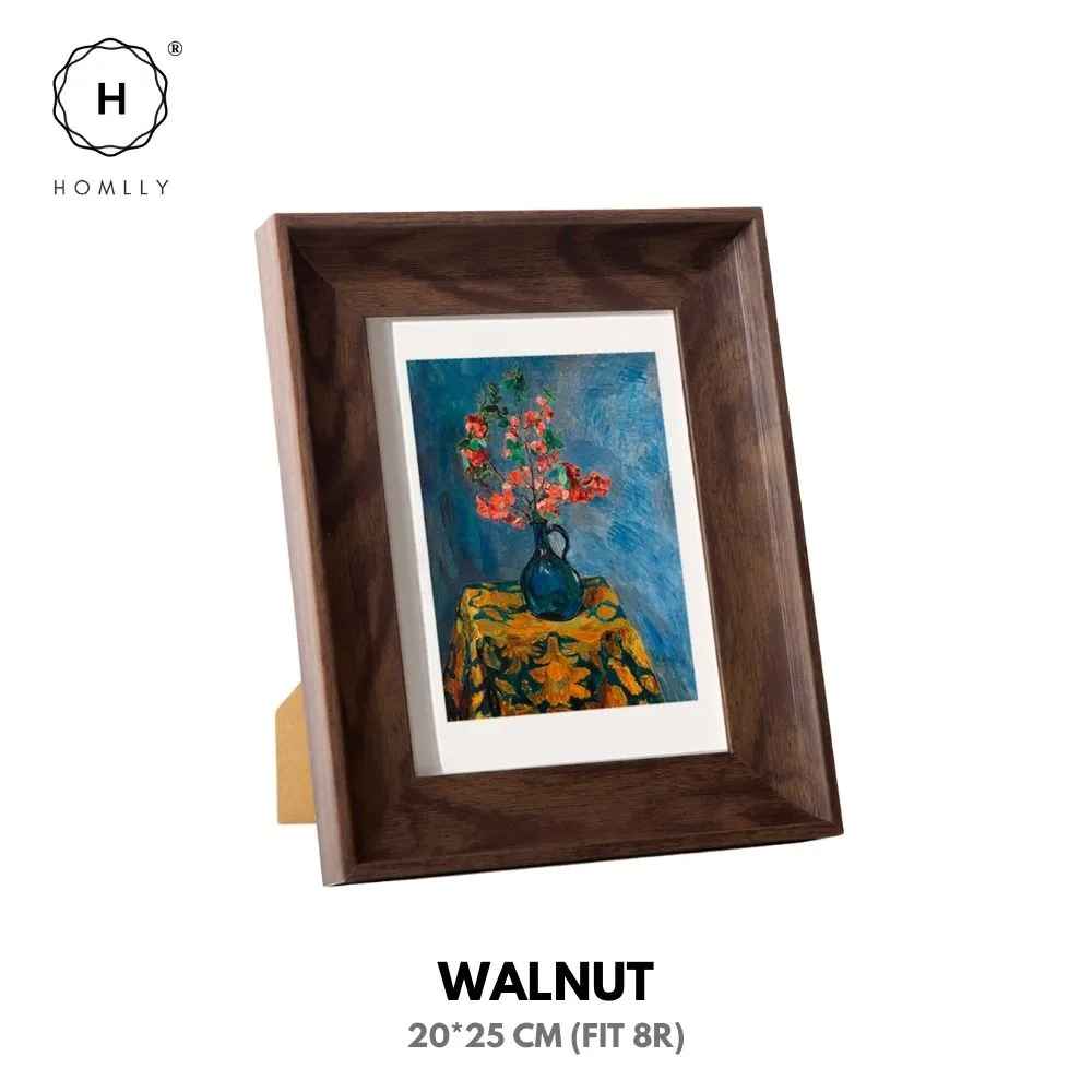 Homlly Curved Teak Walnut Wood Pattern Picture Photo Frame Display