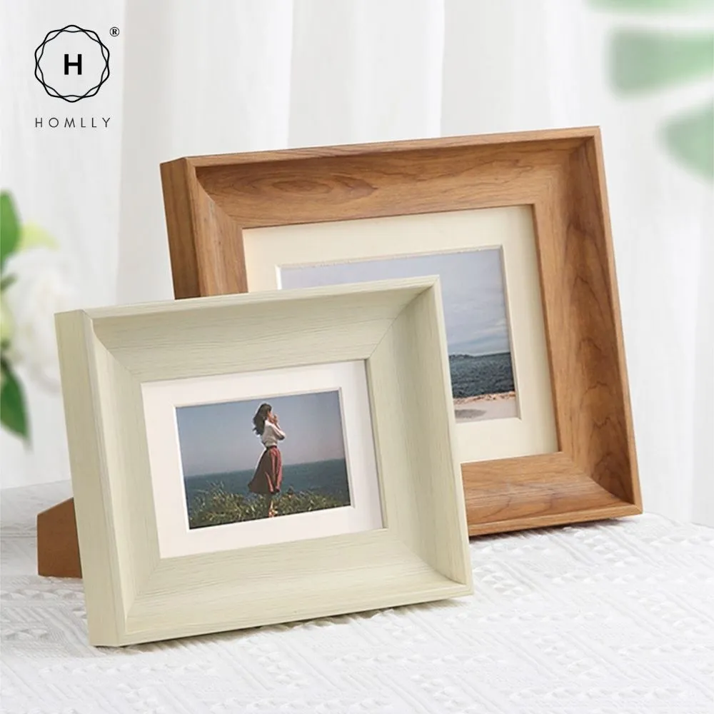 Homlly Curved Teak Walnut Wood Pattern Picture Photo Frame Display