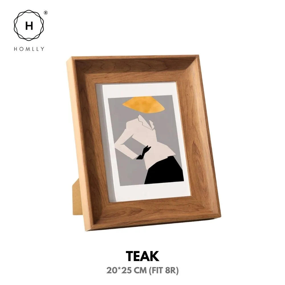 Homlly Curved Teak Walnut Wood Pattern Picture Photo Frame Display