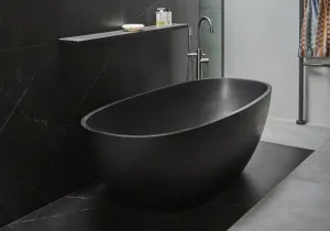 Hugi Classic Stone Bath - Matte Black - 1630mm - B008