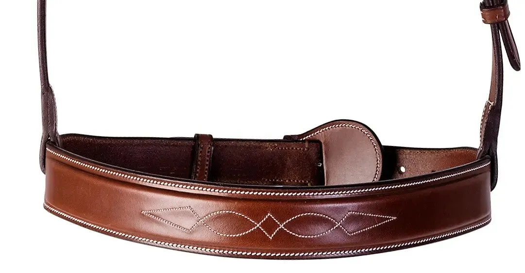 Huntley Equestrian Fancy Stitched Square Raised Noseband, 1 3/8" Inch wide. Noseband only.