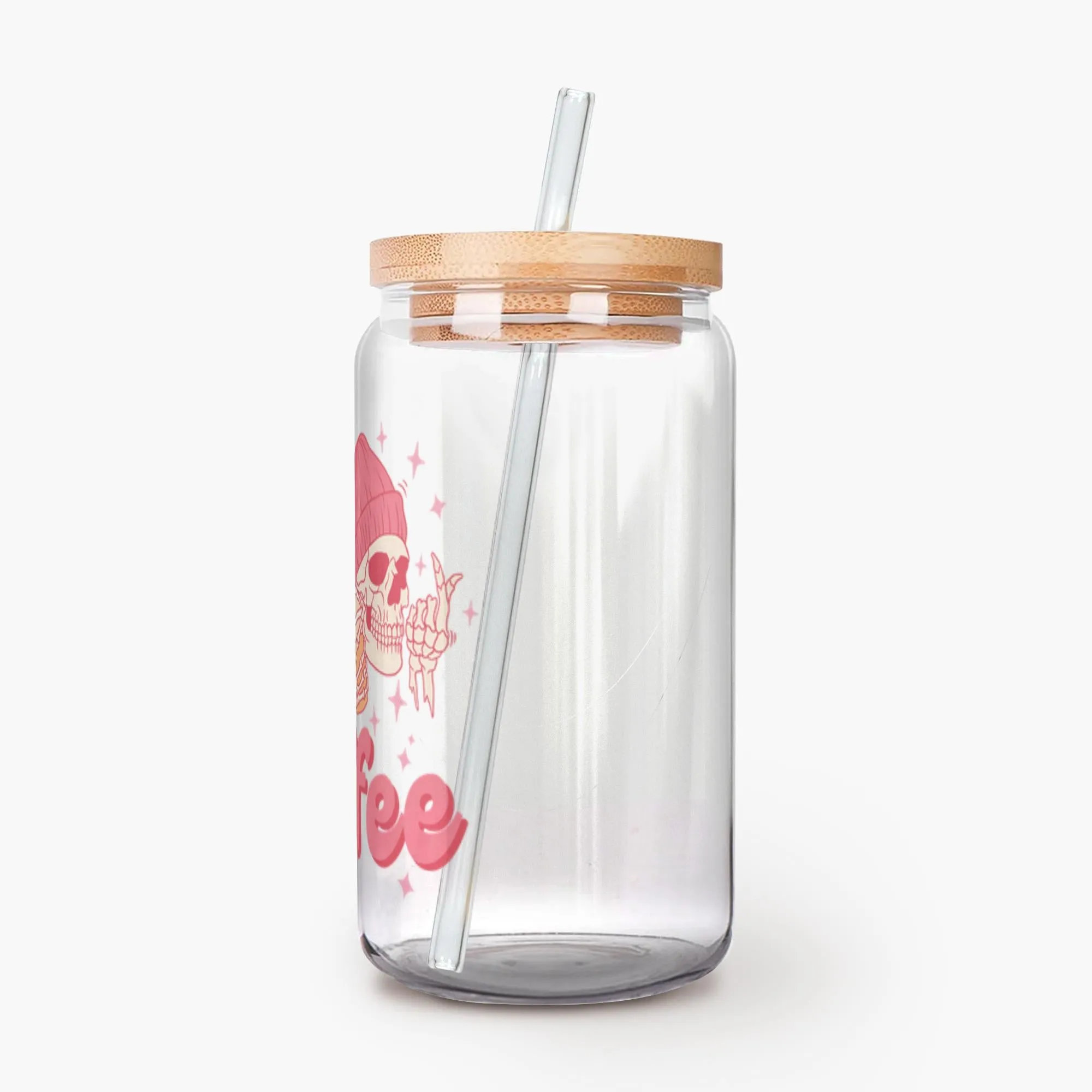 Iced Coffee Glass, Bring Me Iced Coffee, Gift for Coffee Lover, Skulls, Skeleton Glass, Can Shaped Glass, Trendy Glass Cup