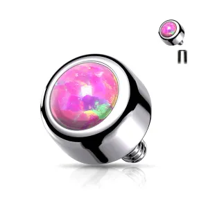 Implant Grade Titanium Internally Threaded Bezel Set Fire Opal Part