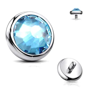 Implant Grade Titanium Internally Threaded Bezel Set Round Gem Part