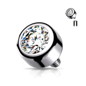 Implant Grade Titanium Internally Threaded Bezel Set Round Swarovski Crystal Part