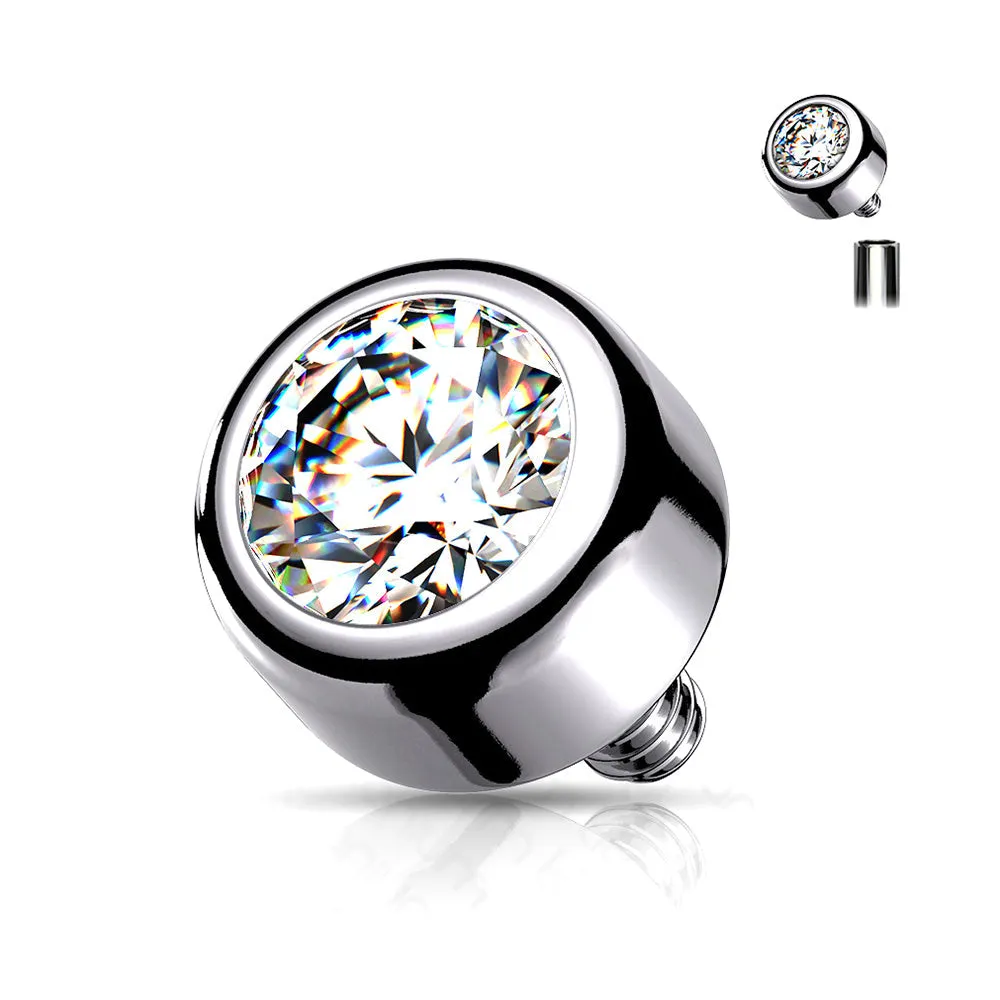 Implant Grade Titanium Internally Threaded Bezel Set Round Swarovski Crystal Part