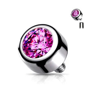 Implant Grade Titanium Internally Threaded Bezel Set Round Swarovski Crystal Part