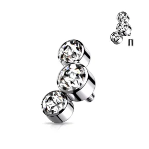 Implant Grade Titanium Internally Threaded Triple Swarovski Crystal Sparkle Top Part
