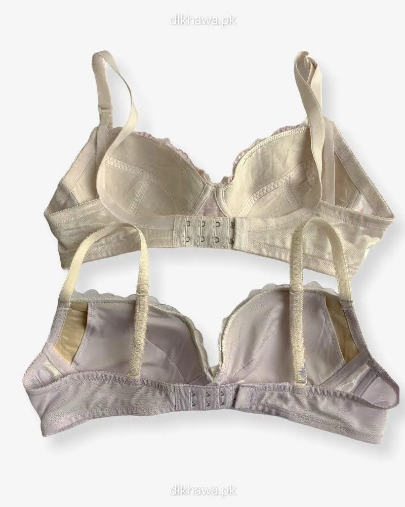 Imported Stocklot Branded  Net Pushup Bra - Non Wired Bra  -  Non Padded Bra - Pack of 2