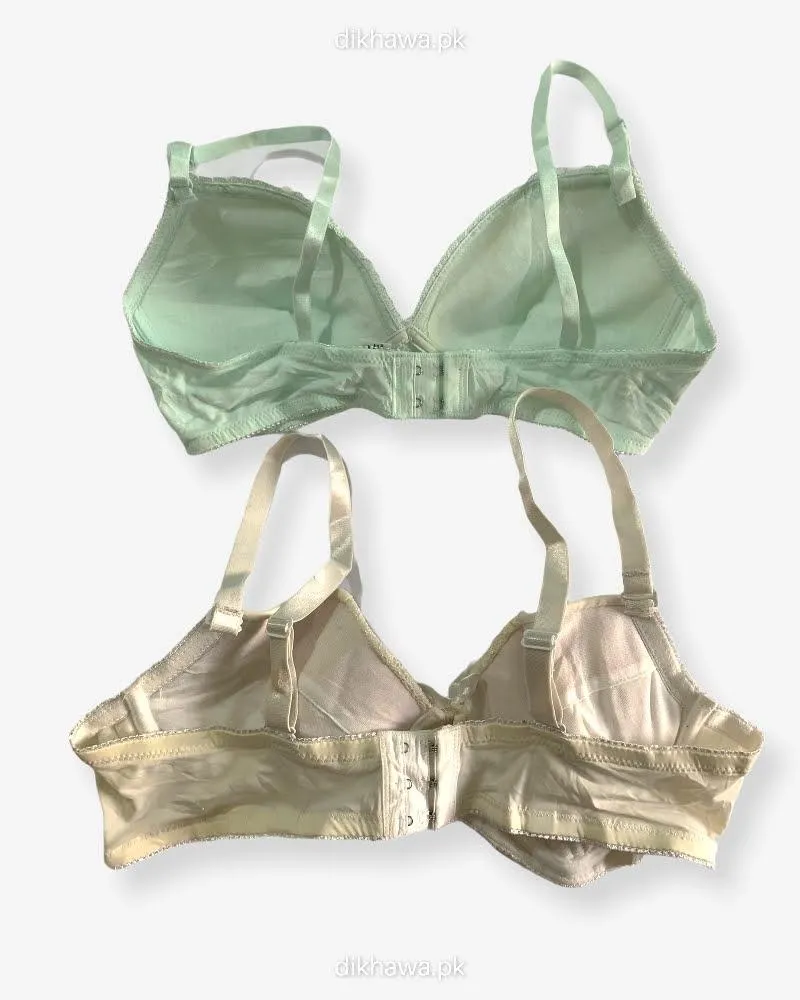 Imported Stocklot Branded  Net Pushup Bra -Under Wired Bra  -  Non Padded Bra - Pack of 2
