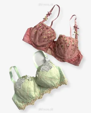 Imported Stocklot Branded  Net Pushup Bra - Underwired Bra  - Non Padded Bra - Pack of 2