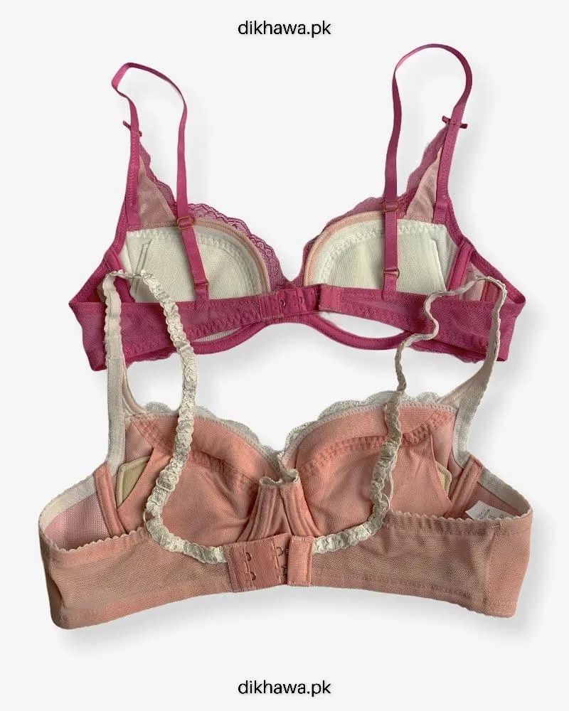Imported Stocklot Branded  Net Pushup Bra - Underwired Bra  -  Non Padded Bra - Pack of 2