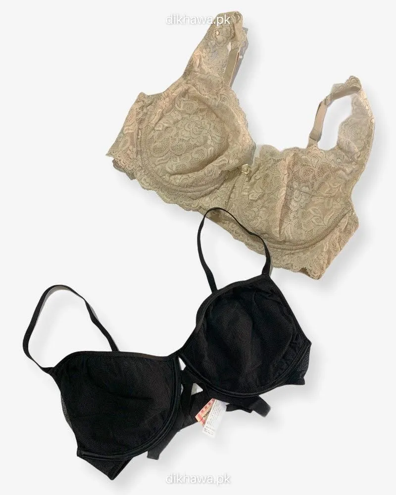 Imported Stocklot Branded  Net Pushup Bra - Underwired Bra  -  Non Padded Bra - Pack of 2
