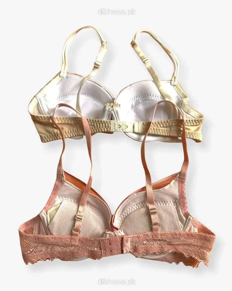 Imported Stocklot Branded  Net Pushup Bra - Underwired Bra  - Padded Bra - Pack of 2