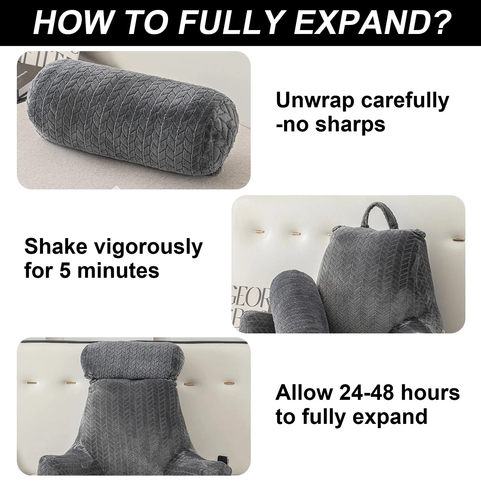 In-Bed Pillow with Arms | Comfortable Bed Pillow for Sitting Up | Support for Reading and Relaxing