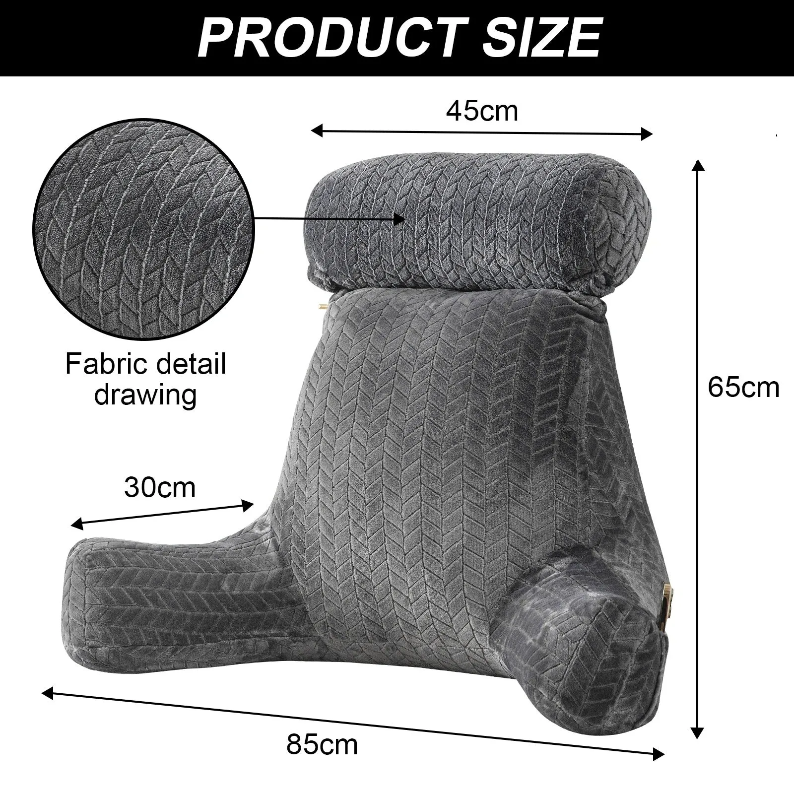In-Bed Pillow with Arms | Comfortable Bed Pillow for Sitting Up | Support for Reading and Relaxing