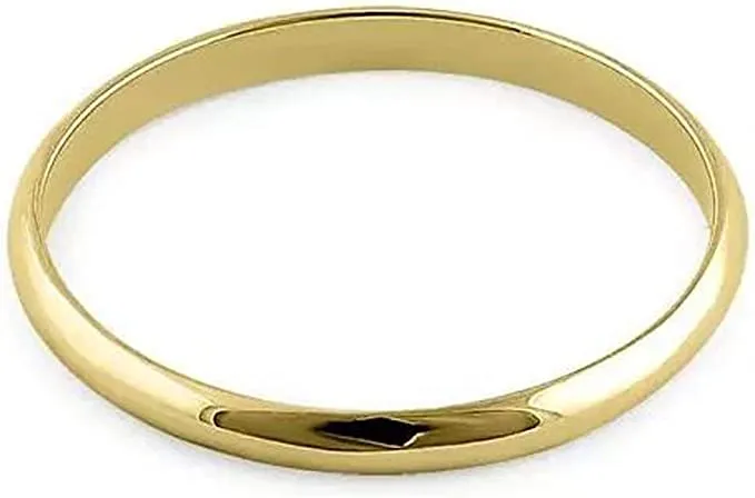 JewelMore Men's 10K or 14K Rose, White or Yellow Gold 2MM Comfortable Classic Plain Wedding Band