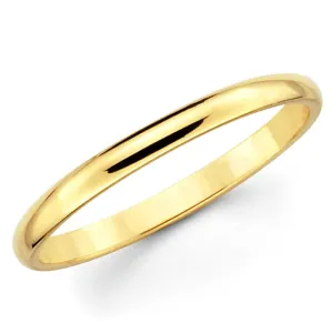 JewelMore Men's 10K or 14K Rose, White or Yellow Gold 2MM Comfortable Classic Plain Wedding Band