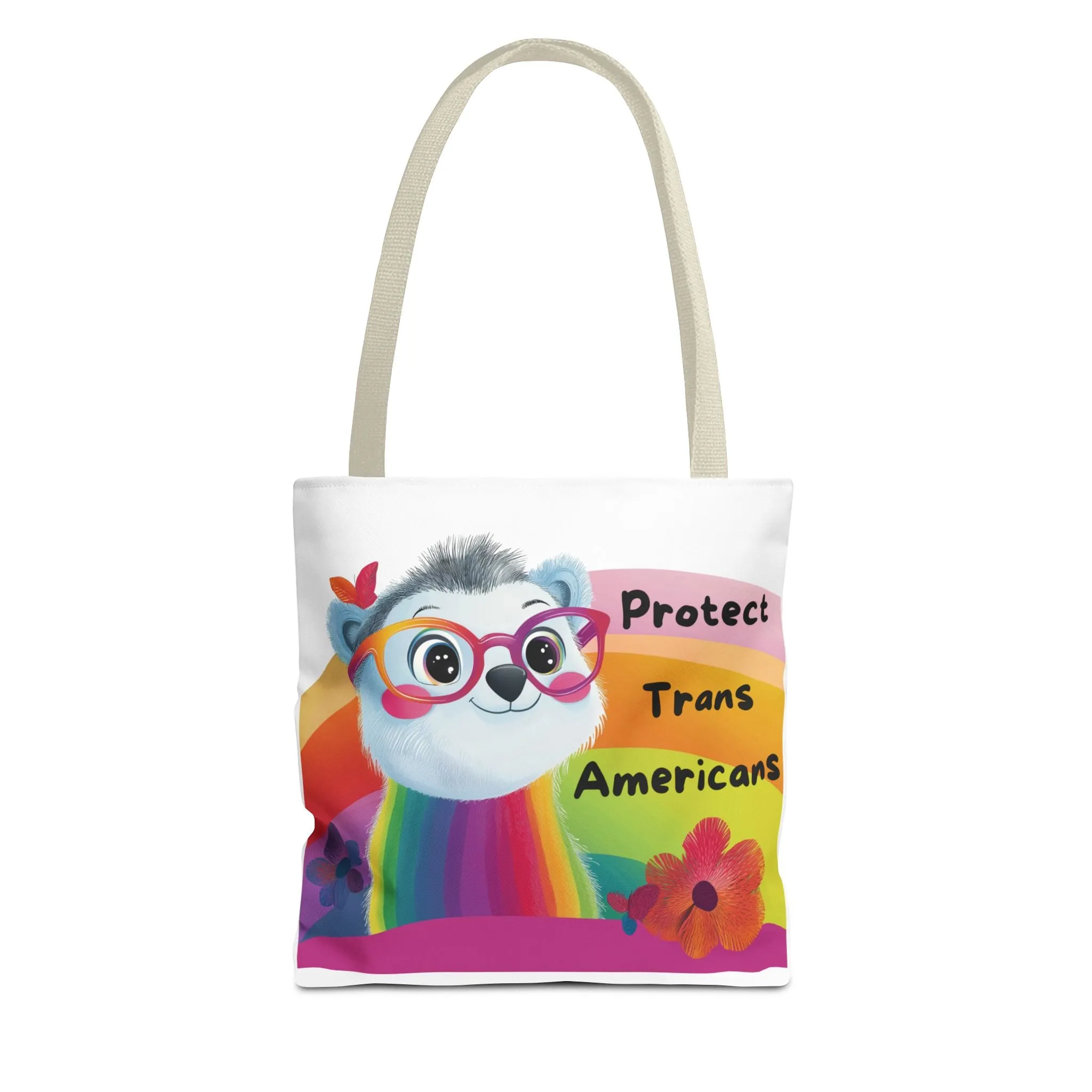 Kawaii Trans Rights Panda Tote Bag | LGBTQ  Pride Rainbow Activist Bag