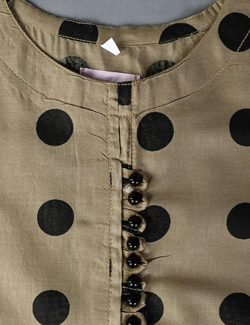 KOS-07-Khaki - Kids Stitched Kurti